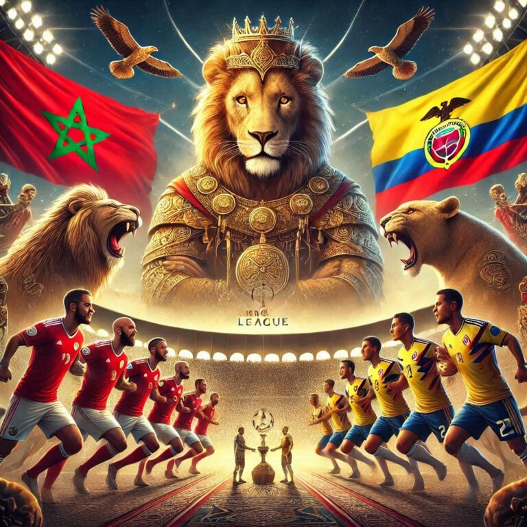 a football team in a stadium morocco vs colombia kingsleague